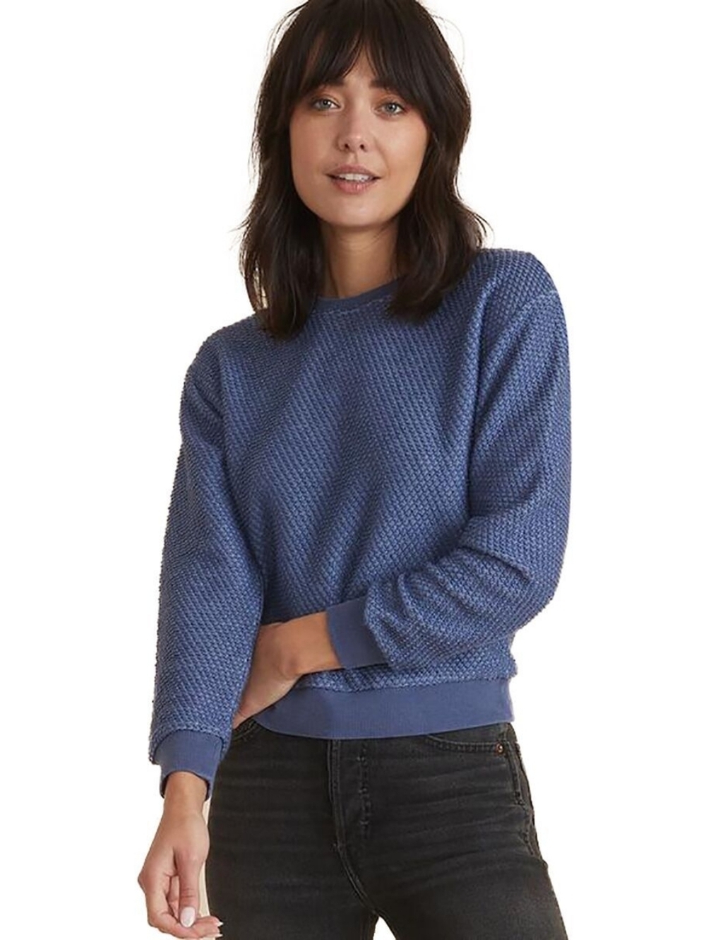 Marine Layer Periwinkle Textured Crewneck Sweater